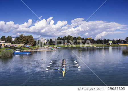 Training rowing on the lake Jarun Training rowing on the lake Jarun 19085803