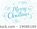 Blue lettering Merry Christmas for greeting card 19086189