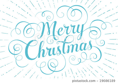 Blue lettering Merry Christmas for greeting card Blue lettering Merry Christmas for greeting card 19086189