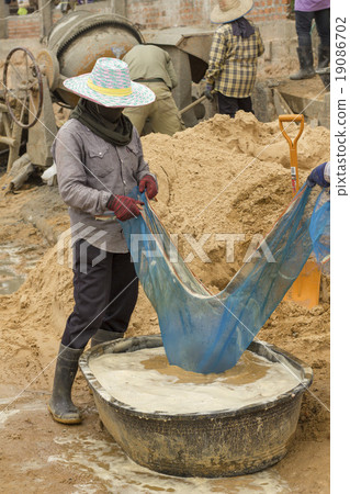 Panning Sand work in water bucket Panning Sand work in water bucket 19086702
