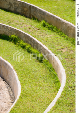 Stairway with green grass,landscape architecture. 19086791