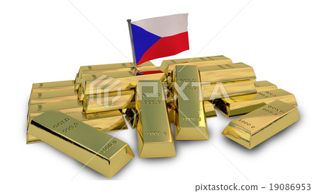 Czech economy concept with gold bullion Czech economy concept with gold bullion 19086953