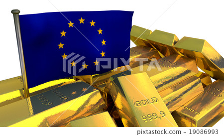 European Union economy concept with gold bullion European Union economy concept with gold bullion 19086993
