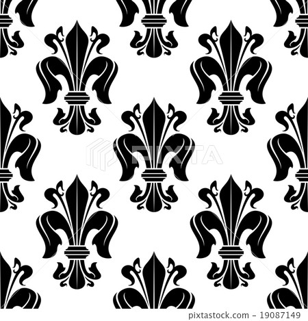 Black and white victorian floral pattern - Stock Illustration [19087149 ...