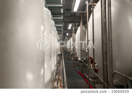Large industrial white silos in modern factory 19088939