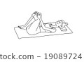 A woman stretching her back on her back (line drawing) 19089724