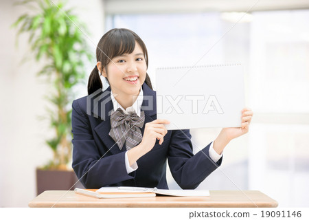 Girls High School Girl Posing In Uniform Stock Photo