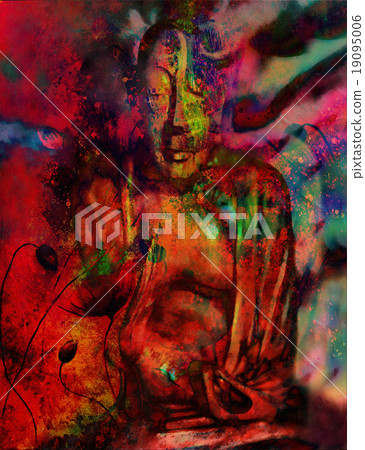 buddha and flower, abstract background. computer buddha and flower, abstract background. computer 19095006