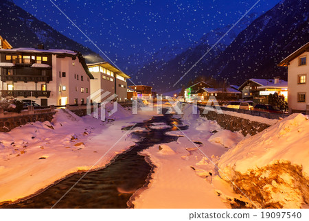 Mountains ski resort Solden Austria at sunset Mountains ski resort Solden Austria at sunset 19097540
