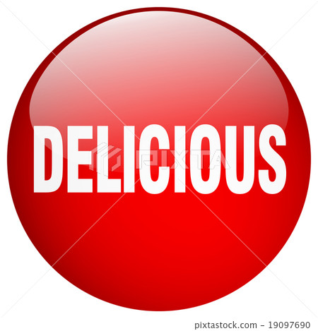 delicious red round gel isolated push button 19097690