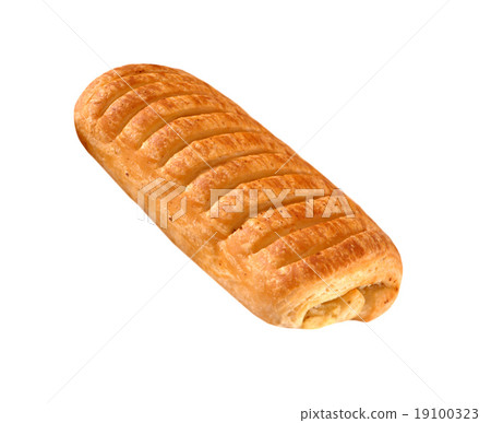 One roll bread isolated on white background One roll bread isolated on white background 19100323