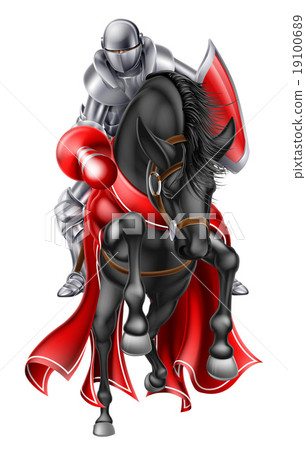 Jousting Medieval Knight on Horse 19100689