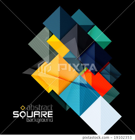 Glossy color squares on black. Geometric abstract Glossy color squares on black. Geometric abstract 19102353