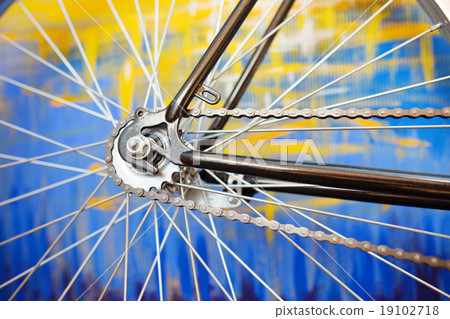 Old retro bicycle refurbished detail view 19102718