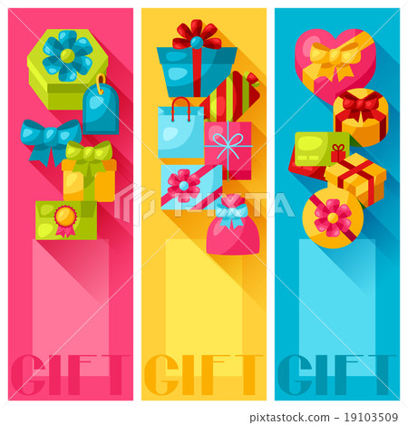 Celebration banners or flayers with colorful gift Celebration banners or flayers with colorful gift 19103509