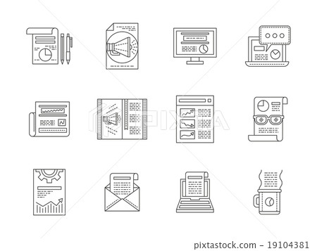 Web publications line icons vector collection 19104381