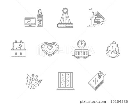 Christmas corporate event line vector icons set Christmas corporate event line vector icons set 19104386