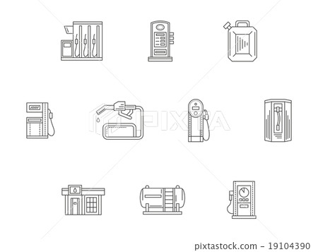 Filling and charge station flat line vector icons 19104390