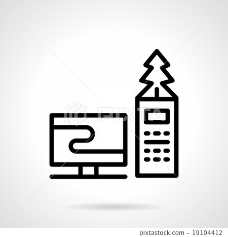 Online New Year black line vector icon 19104412