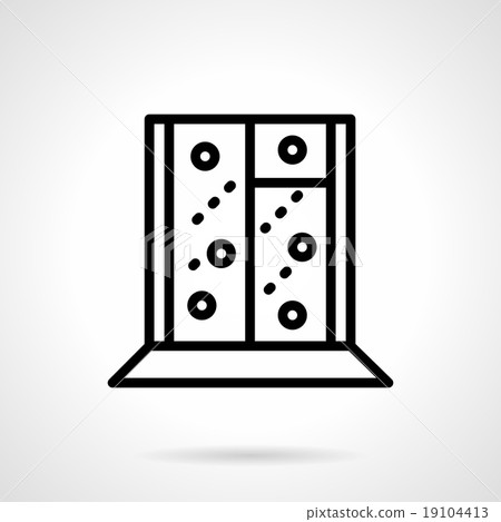 Black simple line snowy window vector icon Black simple line snowy window vector icon 19104413