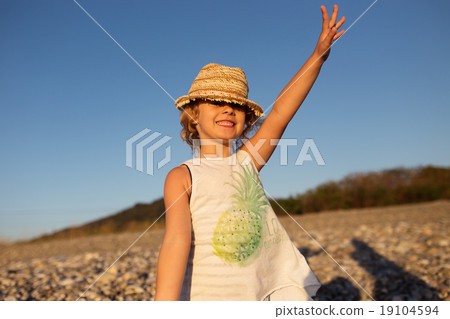 Cute little girl emotional outdoor portrait 19104594