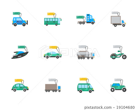 Auto business flat color vector icons set - Stock Illustration ...