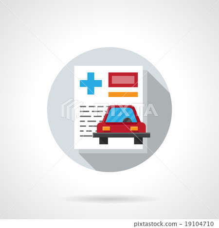 Driver insurance flat round vector icon 19104710