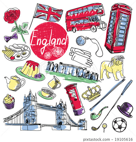 Set of tourist attractions England. Set of tourist attractions England. 19105616