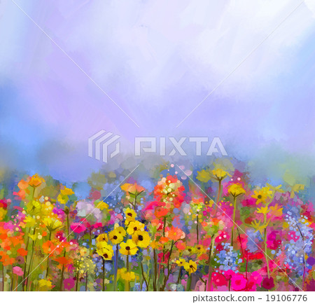 Oil painting of summer-spring flower in fields Oil painting of summer-spring flower in fields 19106776