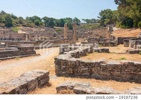 Ancient walls in ruins Kamiros, Rhodes Greece 19107236