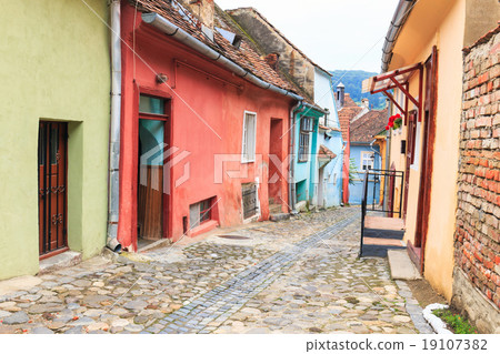 Medieval street view in Sighisoara 19107382