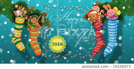 Christmas socks with gifts and toys Christmas socks with gifts and toys 19108973