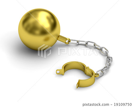 Golden prison shackle with chain 19109750