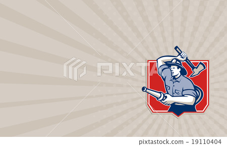 Business card Fireman Firefighter Wielding Axe 19110404