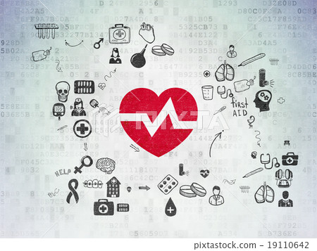 Health concept: Heart on Digital Paper background 19110642