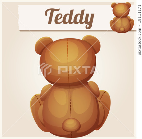 Teddy bear sits back. Cartoon vector illustration 19111171
