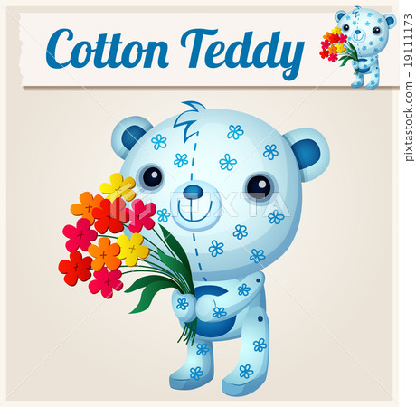 Blue cotton teddy bear. Cartoon vector 19111173