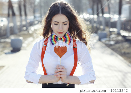 concept of love heart candy girl spring 19113242