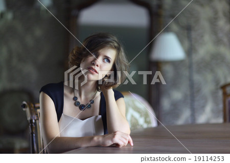 Portrait of a cheerful girl in a sexy blue Portrait of a cheerful girl in a sexy blue 19114253