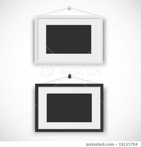 Picture frame of white and black hanging on the wall Picture frame of white and black hanging on the wall 19115704