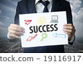businessman show success text on paper 19116917