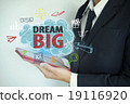 businessman show dream big  concept over tablet 19116920