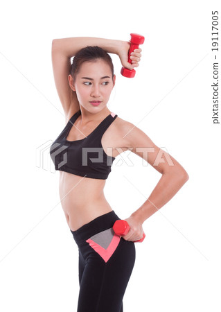 Sport woman doing exercise with lifting weights 19117005