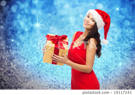 beautiful sexy woman in santa hat with gift box beautiful sexy woman in santa hat with gift box 19117241