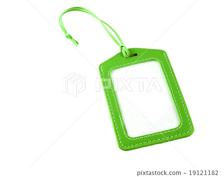 Image of green leather labels isolate on white Image of green leather labels isolate on white 19121182