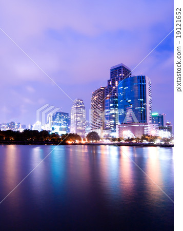 Bangkok city downtown at night with reflection of skyline, Bangk 19121652