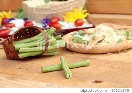 Green curry coconut milk with rice noodle. 19121899