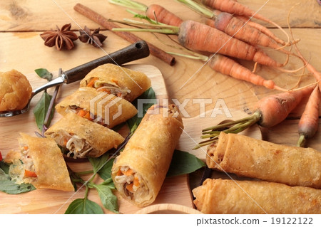 Fried spring rolls traditional for appetizer food. 19122122