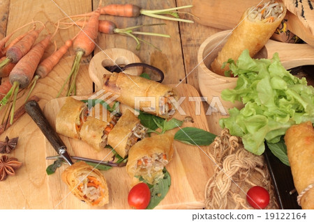 Fried spring rolls traditional for appetizer food. 19122164