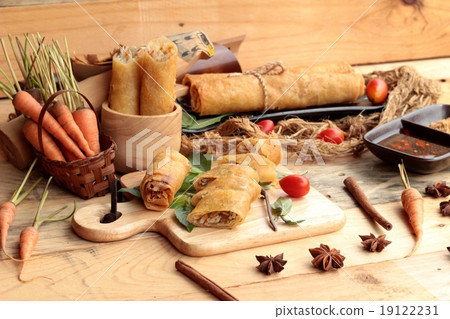 Fried spring rolls traditional for appetizer food. 19122231